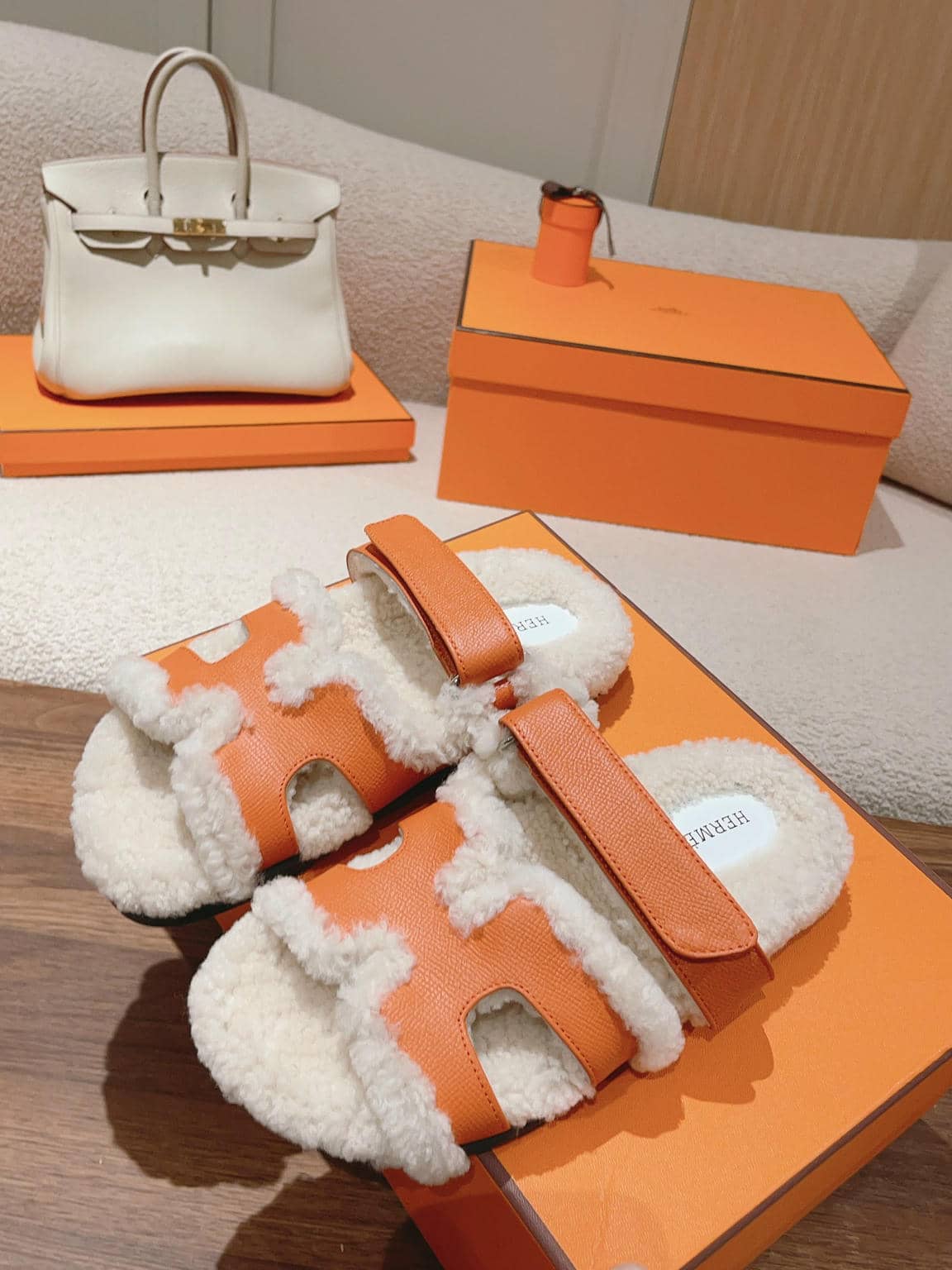 Hermès fur slippers-35